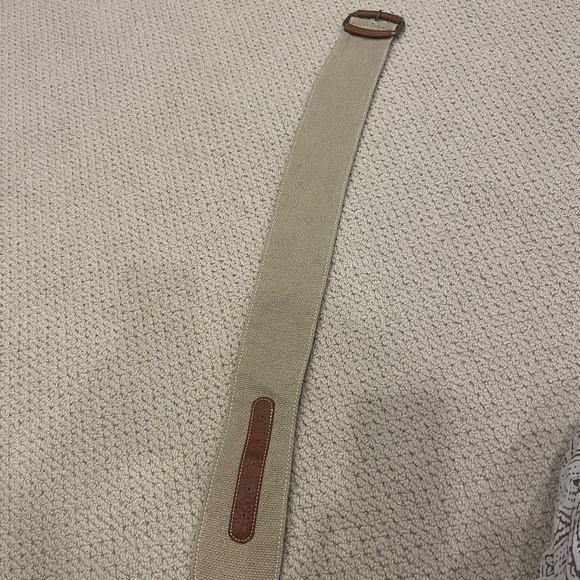 TEX by MaxAzria Linen and Faux Leather Belt with exposed brass buckle - Picture 5 of 6